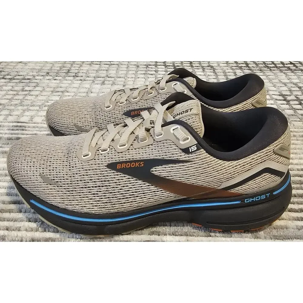 Brooks Ghost 15 Oyster Black Orange Men's Size 7 Running Shoes 1103931D141